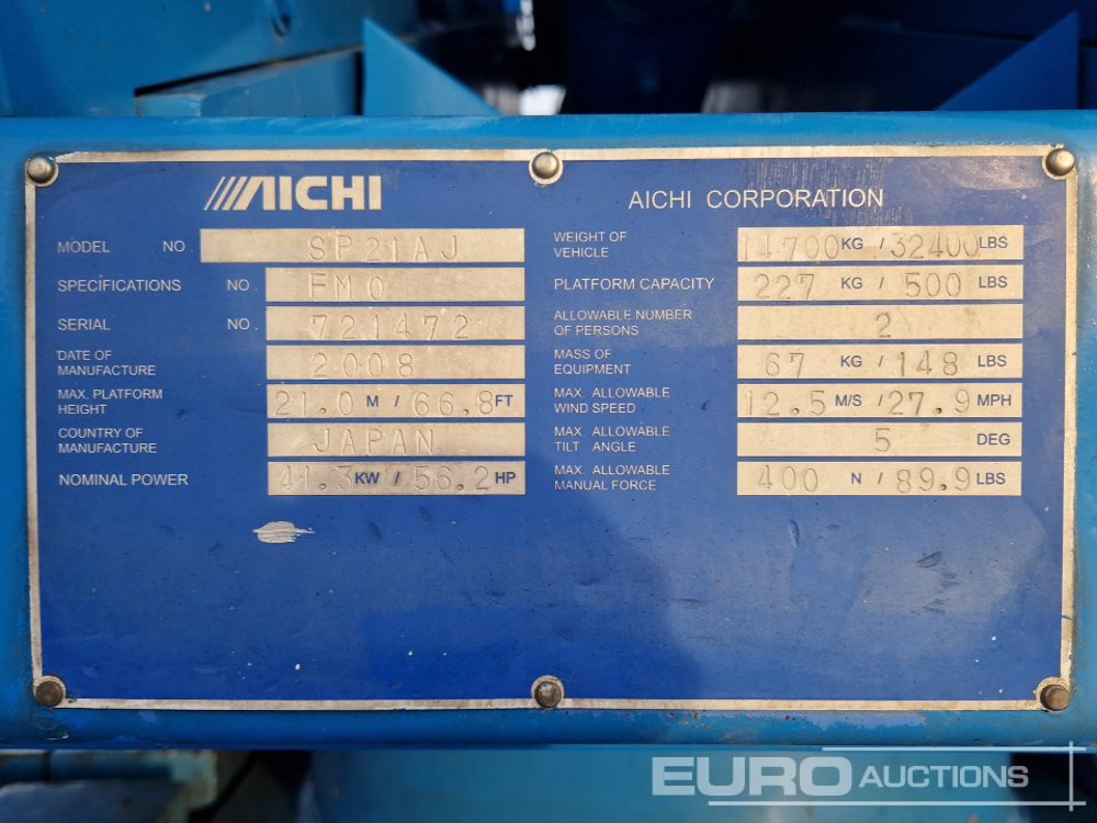 Nền bục trên không Aichi SP21AJ: hình 34